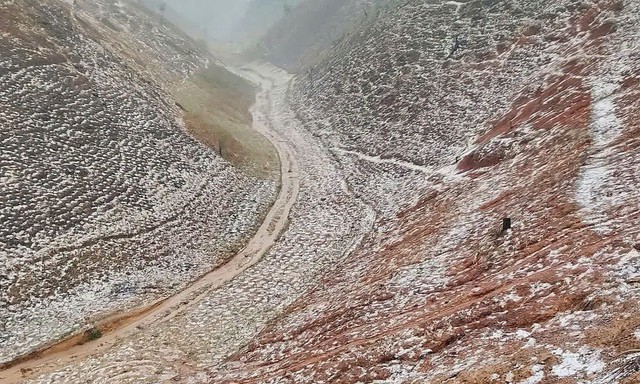 Mưa đá trắng xóa, dày đặc ở Sơn La làm hỏng hoa màu của người dân - Ảnh 1.