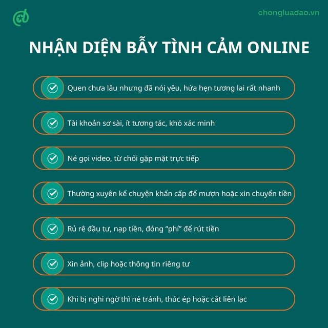 Checklist nhận diện các dấu hiệu của bẫy lừa đảo tình cảm- Ảnh 2.