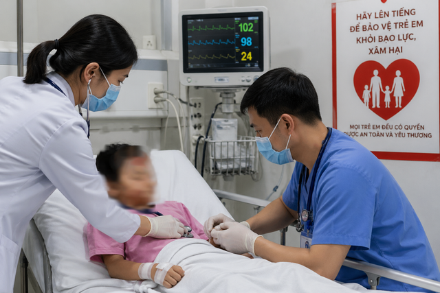 Dùng Quỹ Bảo trợ trẻ em tạm ứng viện phí cấp cứu cho trẻ bị hại- Ảnh 1. Dùng Quỹ Bảo trợ trẻ em tạm ứng viện phí cấp cứu cho trẻ bị hại- Ảnh 1.