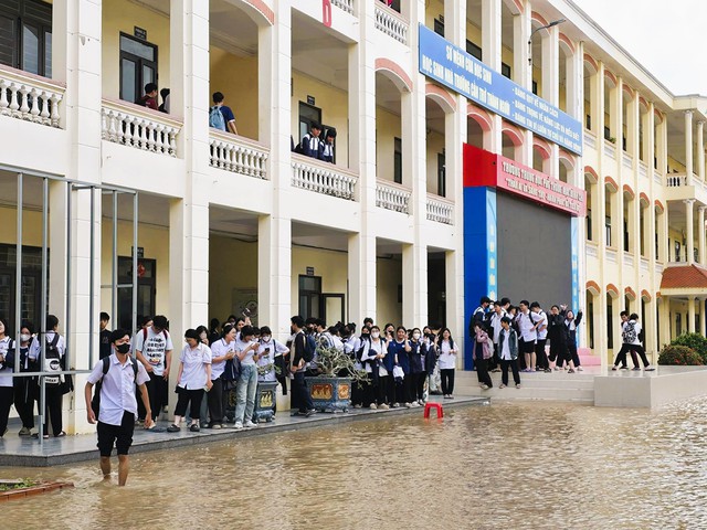 Cây cầu đặc biệt giữa sân trường ngập nước ở Hải Phòng gây xúc động mạng xã hội- Ảnh 4.
