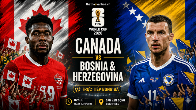 Kênh và link xem trực tiếp Canada đấu Bosnia - World Cup 2026 ngày 13/6- Ảnh 1. Kênh và link xem trực tiếp Canada đấu Bosnia - World Cup 2026 ngày 13/6- Ảnh 1.