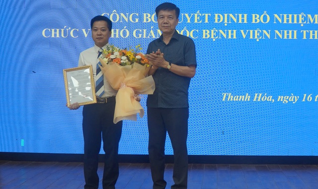 Tiến sĩ Nguyễn Hữu Thành được bổ nhiệm làm Phó Giám đốc Bệnh viện Nhi Thanh Hóa - Ảnh 1. Tiến sĩ Nguyễn Hữu Thành được bổ nhiệm làm Phó Giám đốc Bệnh viện Nhi Thanh Hóa - Ảnh 1.