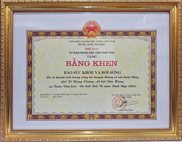 Báo Sức khỏe và Đời sống được khen thưởng vì tuyên truyền tốt Lễ Giỗ Tổ Hùng Vương 2026- Ảnh 2.