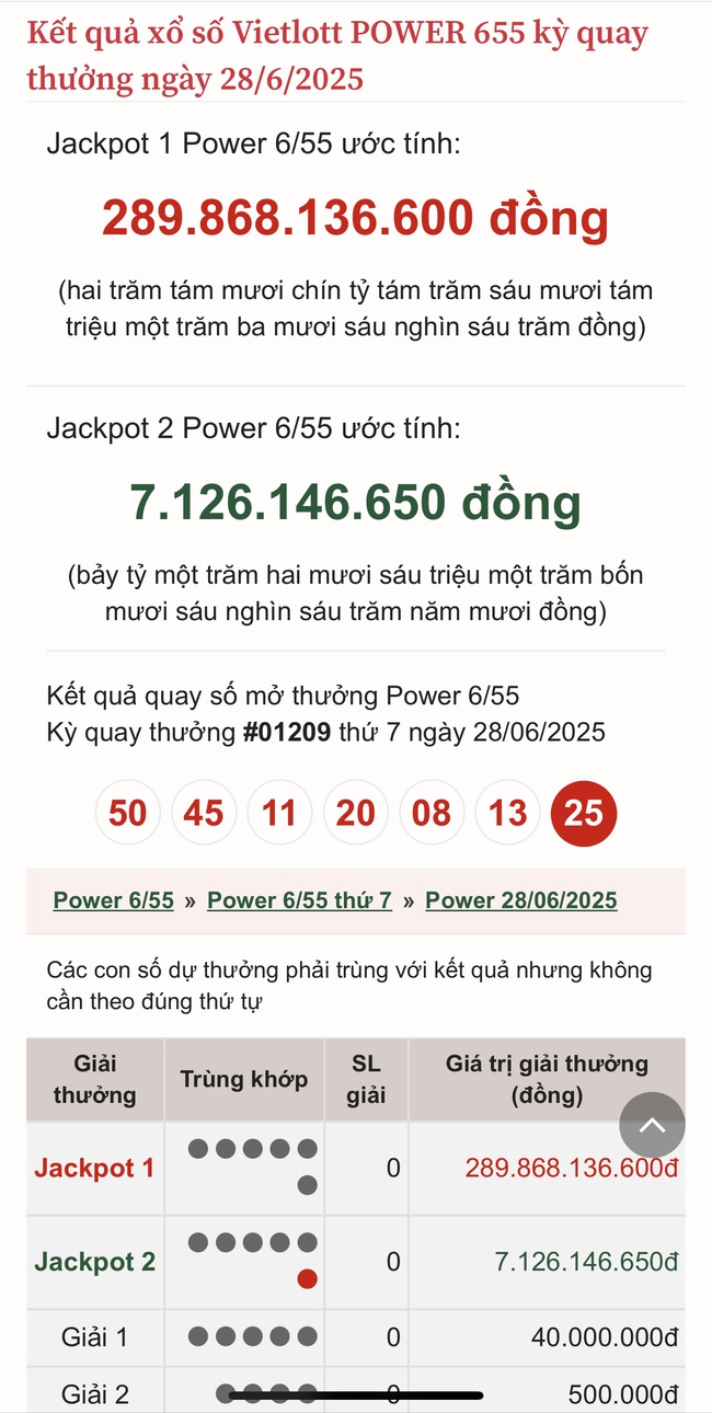 Kết quả xổ số Vietlott hôm nay 28/6/2025 - Vietlott 28/6 - Xổ số Power 6/55 ngày 28/6- Ảnh 1. Kết quả xổ số Vietlott hôm nay 28/6/2025 - Vietlott 28/6 - Xổ số Power 6/55 ngày 28/6- Ảnh 1.