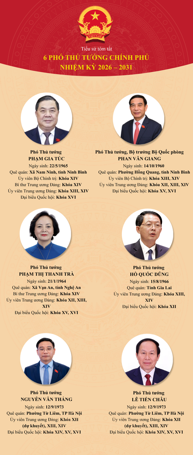 Chính phủ nhiệm kỳ 2026-2031 có 6 Phó Thủ tướng- Ảnh 2. Chính phủ nhiệm kỳ 2026-2031 có 6 Phó Thủ tướng- Ảnh 2.