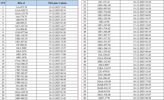 Hà Nội công bố danh sách phương tiện vi phạm giao thông được phát hiện qua camera AI- Ảnh 2.