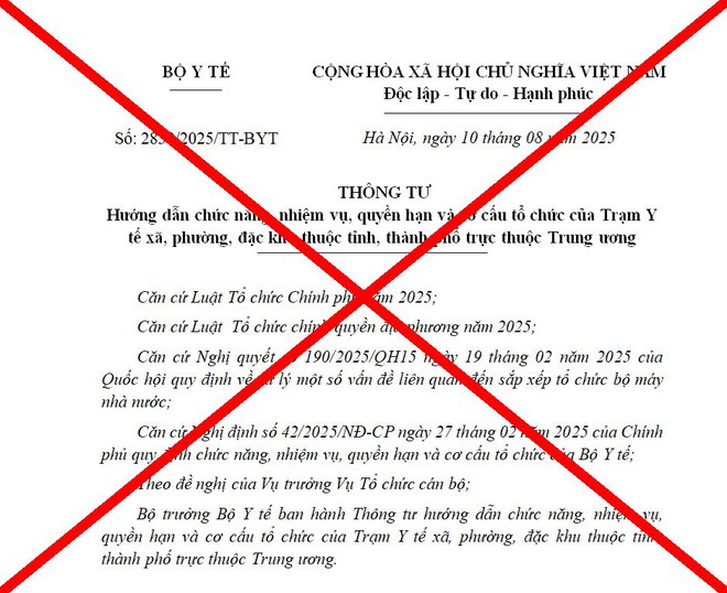 Bộ Y tế cảnh báo văn bản giả mạo liên quan chức năng, nhiệm vụ của Trạm Y tế xã, phường- Ảnh 1.