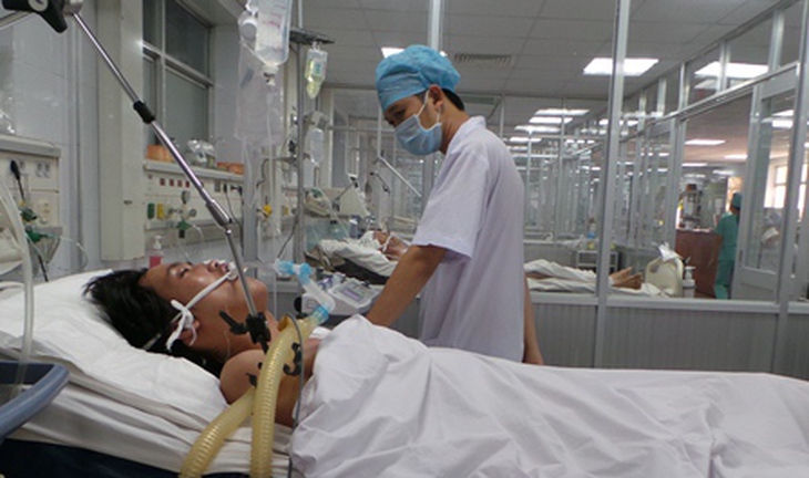 Bệnh nhân Đ. trong quá trình hồi sức khi mới nhập viện 