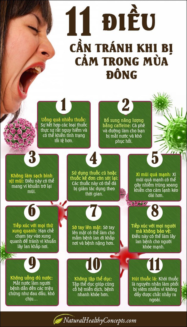 Những việc không nên làm khi bị cảm lạnh, cảm cúm 1