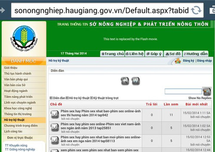 Trang web của sở ở Hậu Giang có đường link phim sex 1