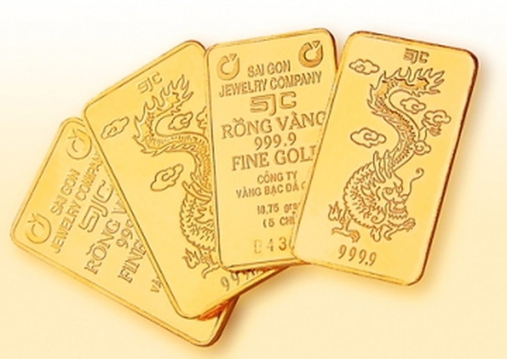Vàng SJC xuống mức thấp nhất trong 2 tuần qua