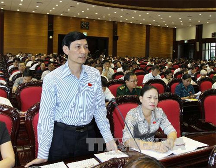 Đại biểu Quốc hội Đỗ Văn Vẻ ( đoàn Thái Bình) phát biểu ý kiến. Ảnh: TTXVN