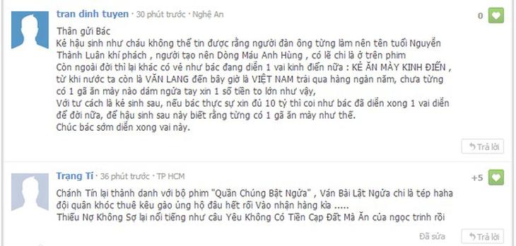 Độc giả thất vọng, mắng Chánh Tín ăn mày kinh điển.