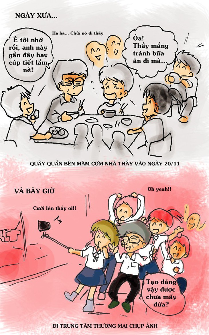 Tranh vui: Khác biệt thú vị về ngày 20/11 xưa và nay 1