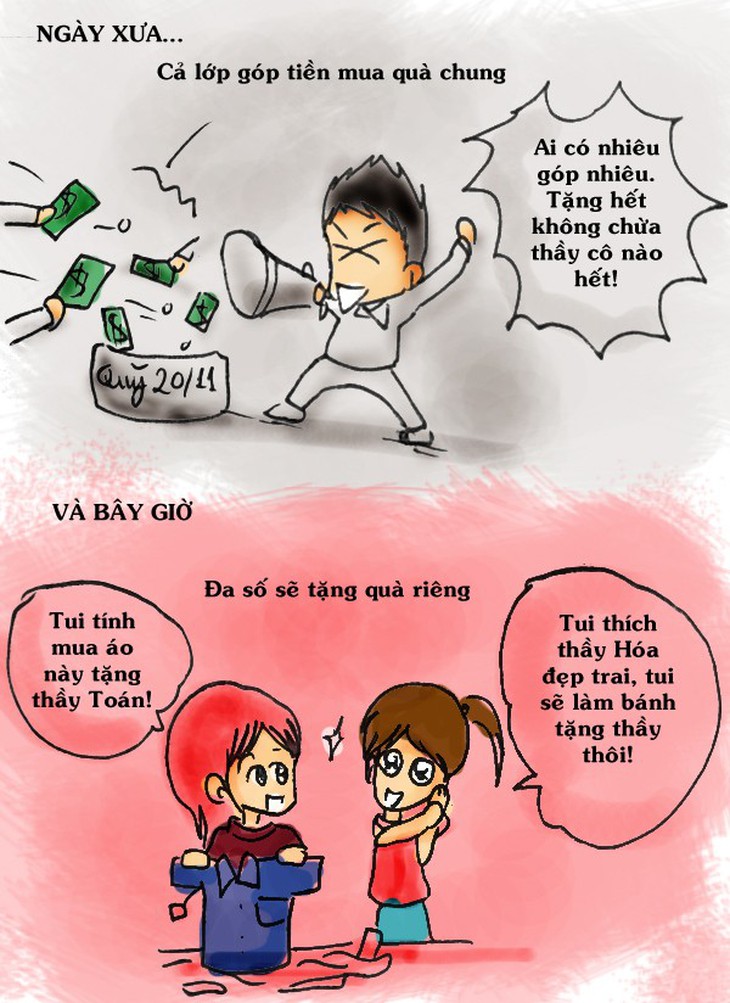 Tranh vui: Khác biệt thú vị về ngày 20/11 xưa và nay 3