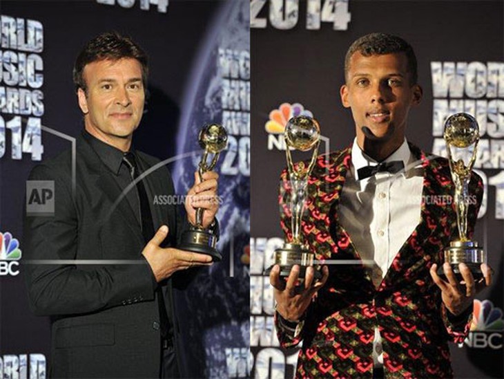 Nhạc sĩ, ca sĩ Bỉ Stromae (phải) và ca sĩ Bồ Đào Nha Tony Carreira.