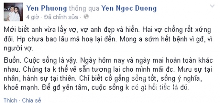 Sao Việt nghẹn ngào khi biết người mẫu Duy Nhân bị ung thư