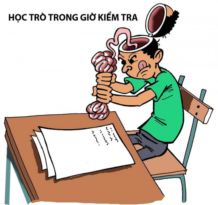 Tranh vui: Vắt óc. An Nhiên (sưu tầm)