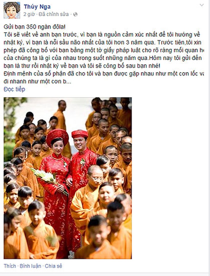 Thúy Nga, chồng hờ, tâm thư, nợ