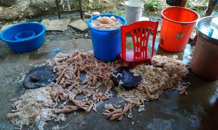 Hãi hùng cảnh tượng chế biến thực phẩm bẩn trên nền nhà