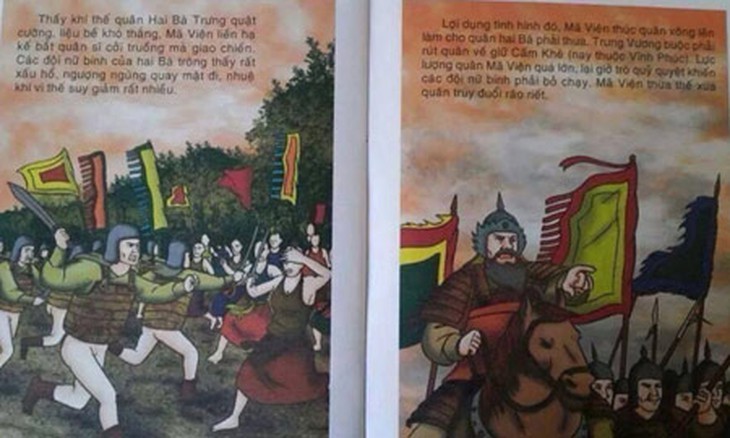 Hình ảnh phản cảm trong cuốn sách sử có tên Trưng Nữ Vương khởi nghĩa Mê Linh