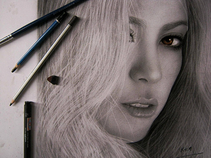 Tranh vẽ nữ ca sĩ nổi tiếng Shakira