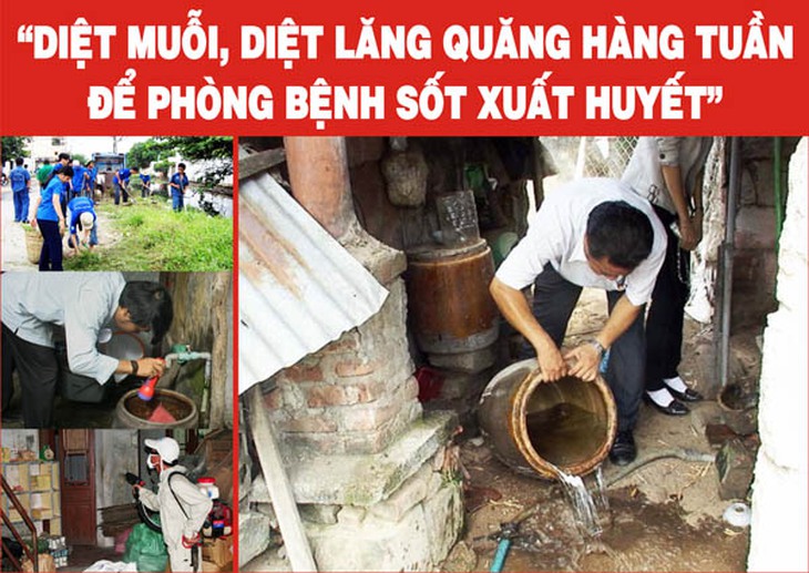 Diệt lăng quăng/ bọ gậy là biện pháp hiệu quả phòng bệnh sốt xuất huyết. Ảnh: VNCDC.