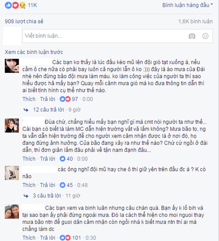 Nữ MC của VTV bỗng dưng bị ném đá khi... để đầu trần, dầm mưa truyền hình trực tiếp về cơn bão số 3 - Ảnh 4.