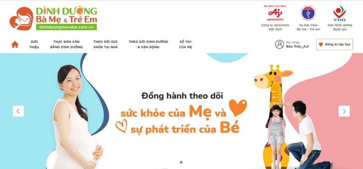 Phần mềm dinh dưỡng cho mẹ và bé  để cải tiến giao diện mới bắt mắt - Ảnh 1.
