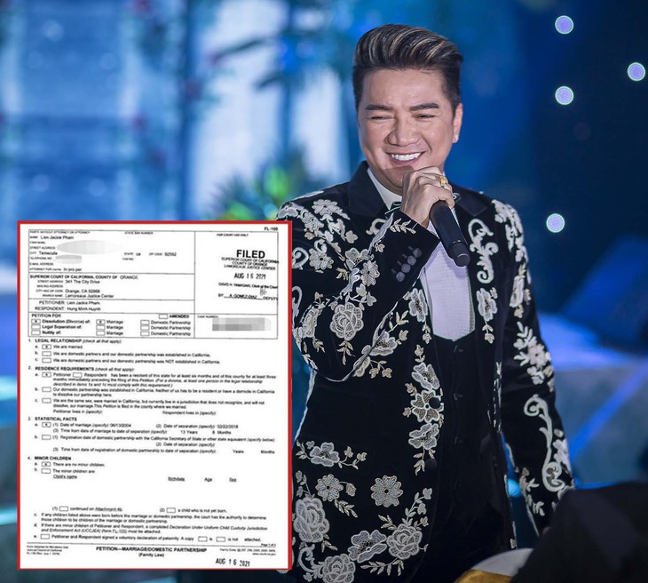 Người vợ bí mật hơn Đàm Vĩnh Hưng 17 tuổi nộp đơn ly hôn - Ảnh 5. Hình ảnh về tờ đơn ly hôn của Đàm Vĩnh Hưng và vợ tại Mỹ sau gần 2 thập kỷ gắn bó.