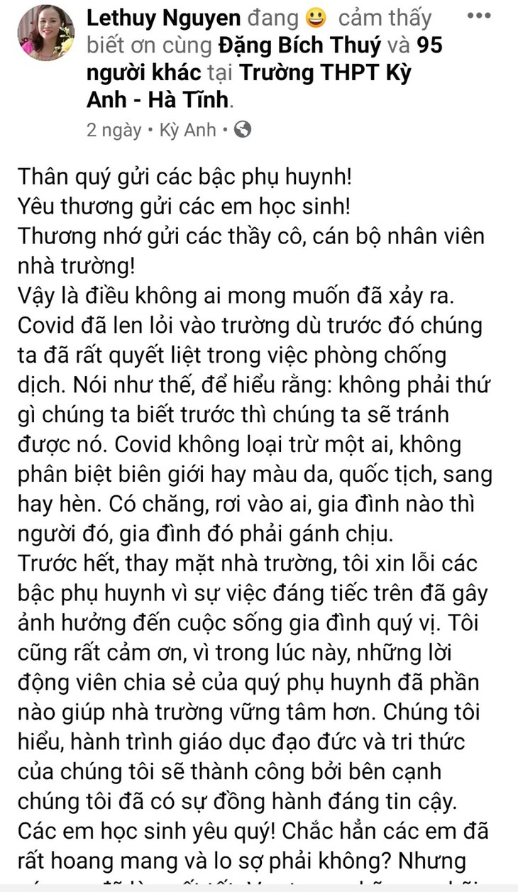 Tâm thư xúc động của nữ hiệu trưởng khi dịch COVID-19 tràn vào trường học - Ảnh 3. Tâm thư xúc động của nữ hiệu trưởng khi dịch COVID-19 tràn vào trường học - Ảnh 3.