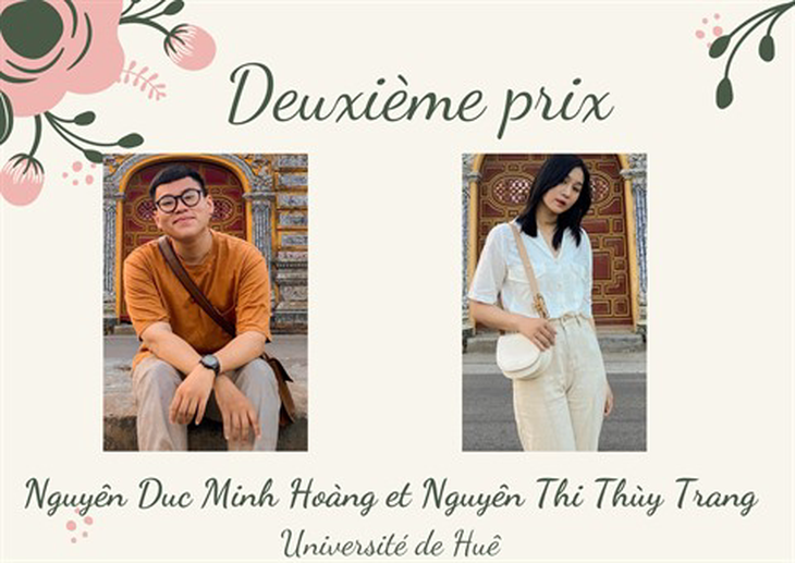 Những người phụ nữ giàu nghị lực làm nên nét đẹp cho đời, khiến trái tim hàng triệu người rung động - Ảnh 11. Nguyễn Đức Minh Hoàng và Nguyễn Thị Thùy Trang, Giải nhì Phóng viên trẻ Pháp ngữ