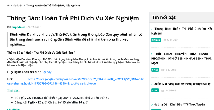 Bệnh viện đa khoa khu vực Thủ Đức trả lại tiền thu sai cho hàng trăm ngàn người bệnh - Ảnh 1. Bệnh viện đa khoa khu vực Thủ Đức trả lại tiền thu sai cho hàng trăm ngàn người bệnh - Ảnh 1.