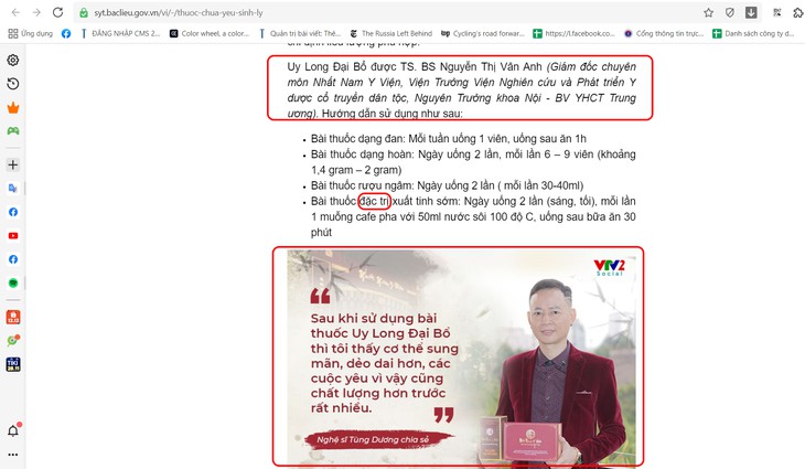 Lãnh đạo Sở chịu trách nhiệm nội dung, nhưng website Sở vẫn đăng quảng cáo vi phạm? - Ảnh 2.
