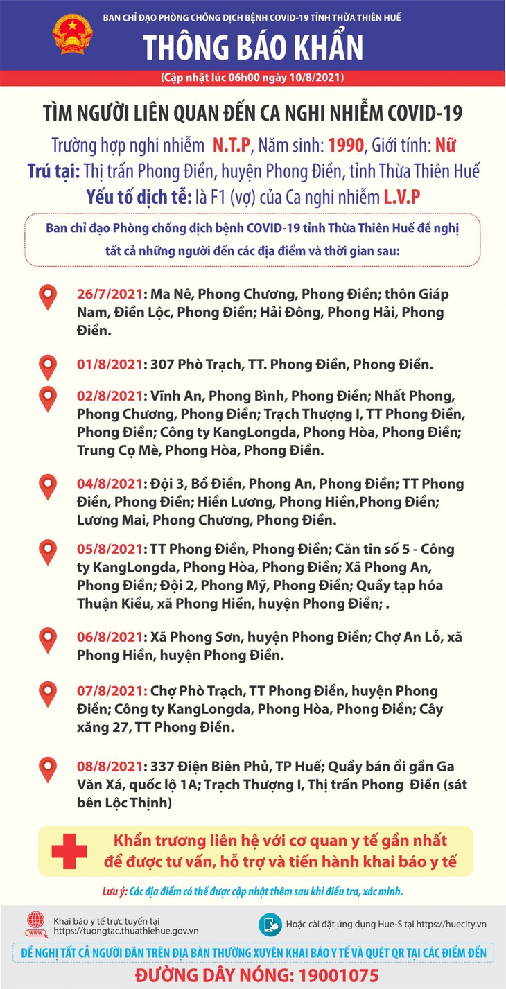 Thừa Thiên Huế phát thông báo khẩn tìm người liên quan ca nghi mắc COVID-19 - Ảnh 1.