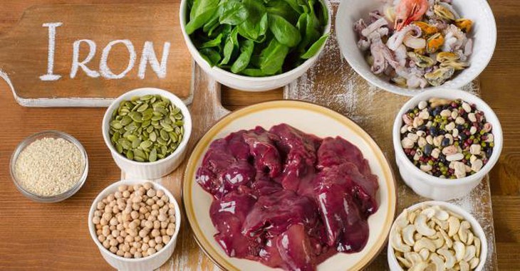Các thực phẩm giàu sắt.