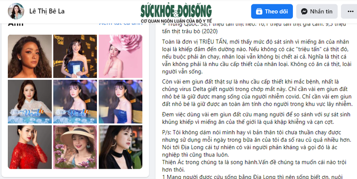 Diễn viên Lê Bê La cổ xúy dùng địa long chữa COVID-19? - Ảnh 1. Diễn viên Lê Bê La cổ xúy dùng địa long chữa COVID-19? - Ảnh 1.