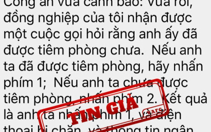 Lừa chiếm đoạt thông tin cá nhân qua tin nhắn 'Hỏi tiêm phòng chưa...' là tin giả
