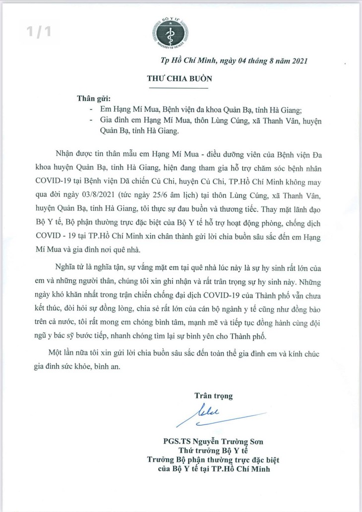 Xúc động lá thư của Thứ trưởng Bộ Y tế gửi điều dưỡng chống dịch không thể về chịu tang mẹ - Ảnh 4.
