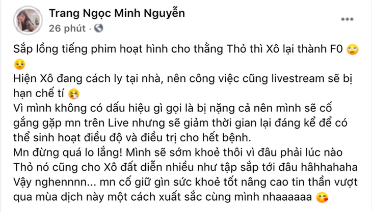 1 nữ ca sĩ nổi tiếng Vbiz vừa xác nhận nhiễm Covid-19 - Ảnh 2.