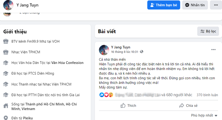 Ca sĩ Y Jang Tuyn mắc COVID-19 và bài hát cuối về dịch bệnh chạm vào trái tim - Ảnh 5. Ca sĩ Y Jang Tuyn mắc COVID-19 và bài hát cuối về dịch bệnh chạm vào trái tim - Ảnh 5.