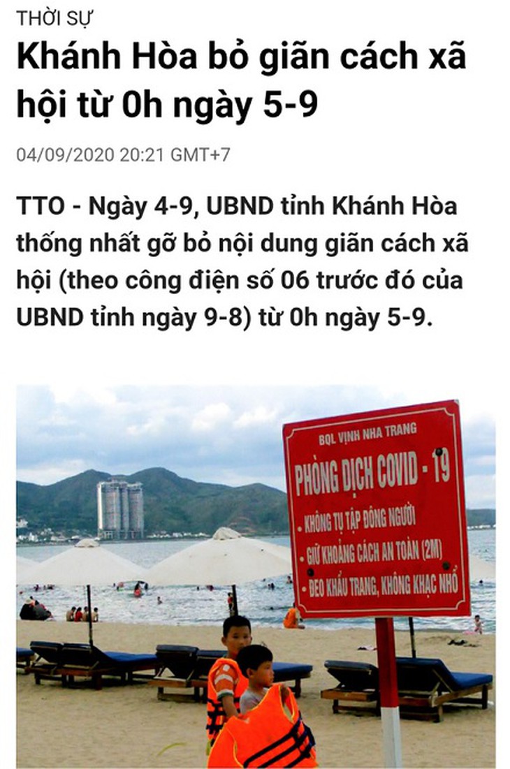 Mạng xã hội lan truyền tin cũ "Khánh Hòa bỏ giãn cách xã hội từ 0h ngày 5-9" - Ảnh 2.