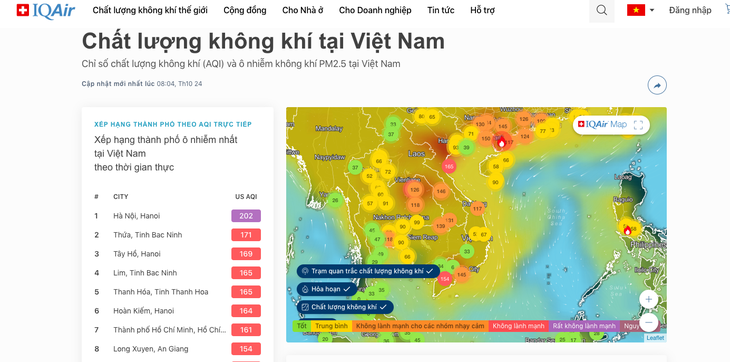 Hà Nội và TP HCM ô nhiễm không khí đầu bảng thế giới - Ảnh 2. Hà Nội và TP HCM ô nhiễm không khí đầu bảng thế giới - Ảnh 2.