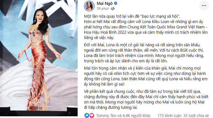 Mai Ngô chính thức lên tiếng bênh vực Lona Kiều Loan - Ảnh 2.