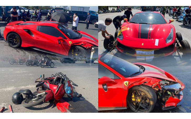 Siêu xe Ferrari phóng nhanh quanh sân vận động Mỹ Đình trước khi gây tai nạn