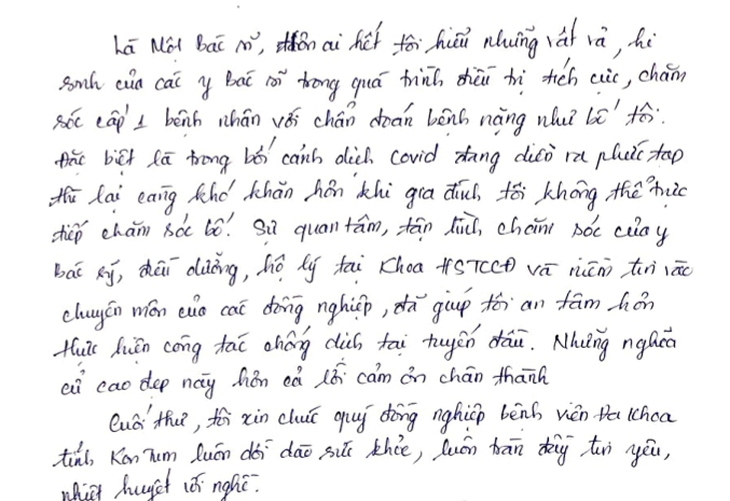 Động lực từ những lá thư của bệnh nhân thoát “lưỡi hái tử thần” - Ảnh 4. Động lực từ những lá thư của bệnh nhân thoát “lưỡi hái tử thần” - Ảnh 4.