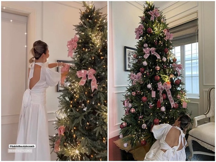 Tăng Thanh Hà trèo thang trang trí Noel sớm tại biệt thự, cây thông cao gấp 3 lần ái nữ gây chú ý - Ảnh 1. Tăng Thanh Hà trèo thang trang trí Noel sớm tại biệt thự, cây thông cao gấp 3 lần ái nữ gây chú ý - Ảnh 1.