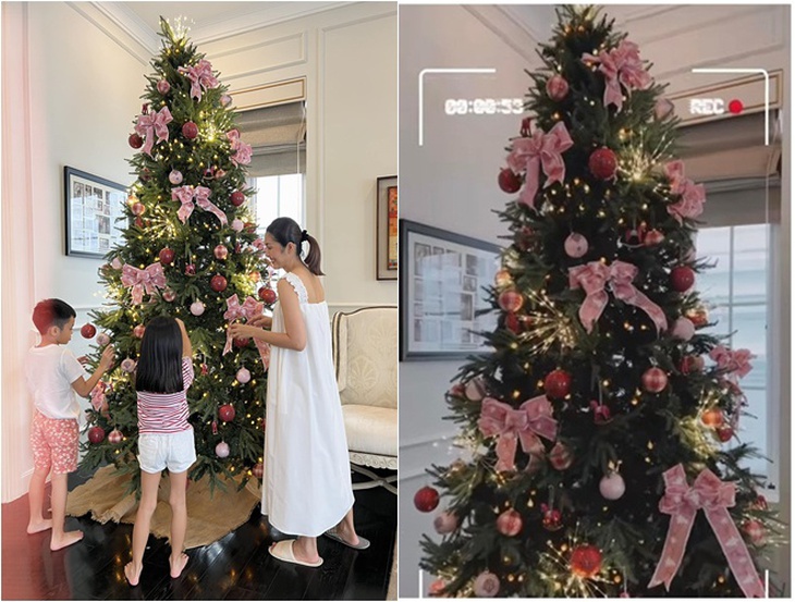 Tăng Thanh Hà trèo thang trang trí Noel sớm tại biệt thự, cây thông cao gấp 3 lần ái nữ gây chú ý - Ảnh 5. Tăng Thanh Hà trèo thang trang trí Noel sớm tại biệt thự, cây thông cao gấp 3 lần ái nữ gây chú ý - Ảnh 5.