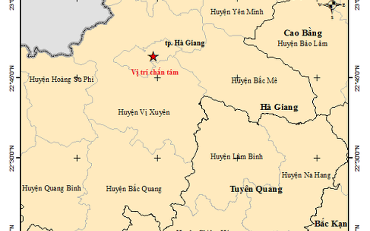 Động đất 3 độ Richter ở Hà Giang