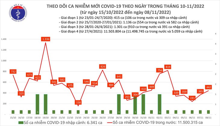 Ngày 8/11: Có 442 ca COVID-19 mới, 77 bệnh nhân nặng đang thở oxy - Ảnh 1.